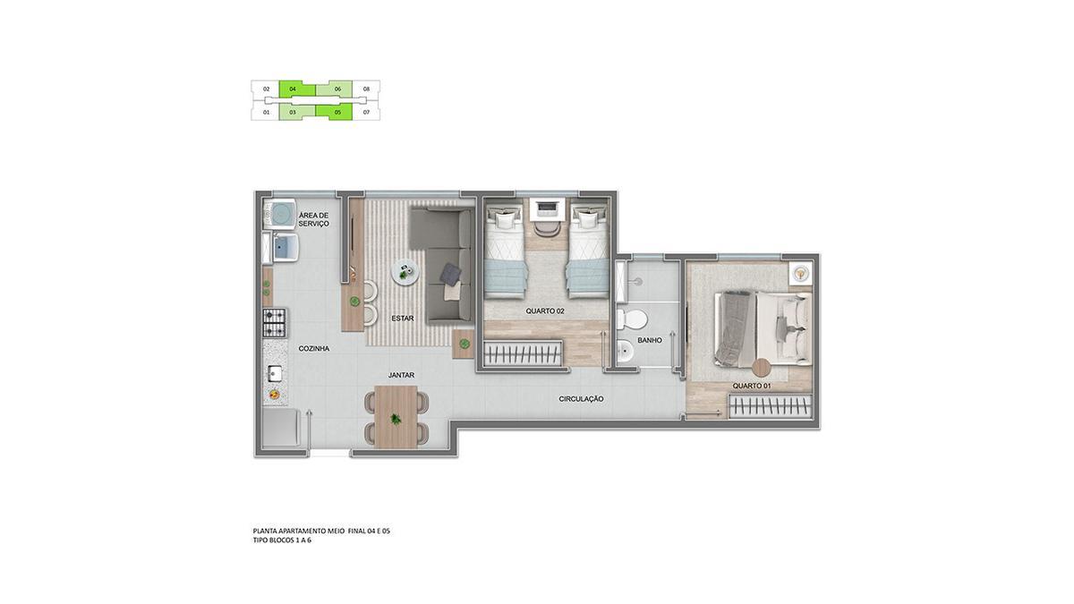 Apartamento, São Gabriel, 2 Quartos, 1 Vaga