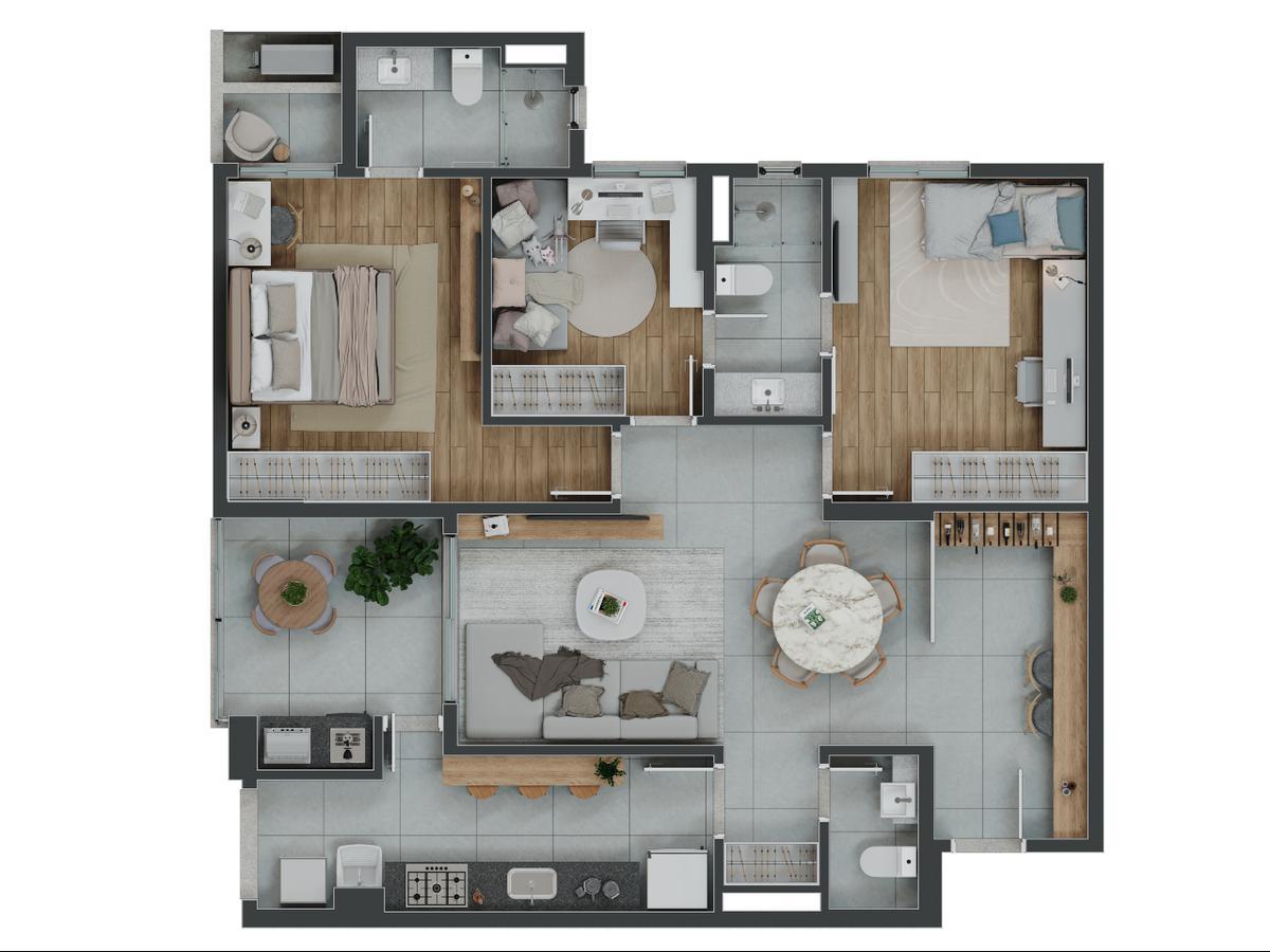 Apartamento, Serra do Curral Del Rey, 3 Quartos, 2 Vagas, 1 Suíte