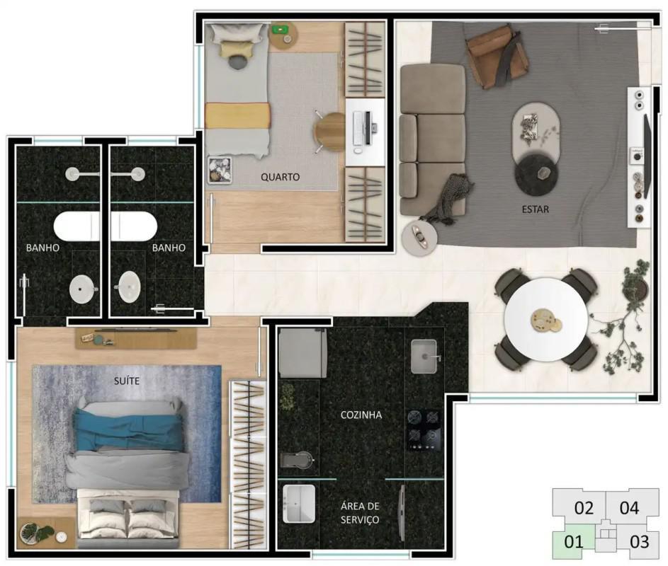 Cobertura, Santo Antônio, 2 Quartos, 2 Vagas, 1 Suíte