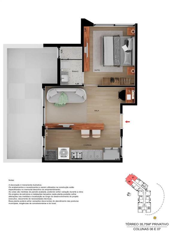 Apartamento, Serra, 1 Quarto, 0 Vaga, 1 Suíte