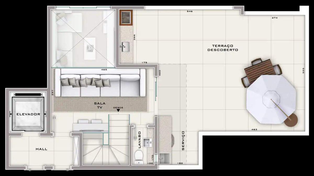 Cobertura, Serra, 3 Quartos, 2 Vagas, 1 Suíte