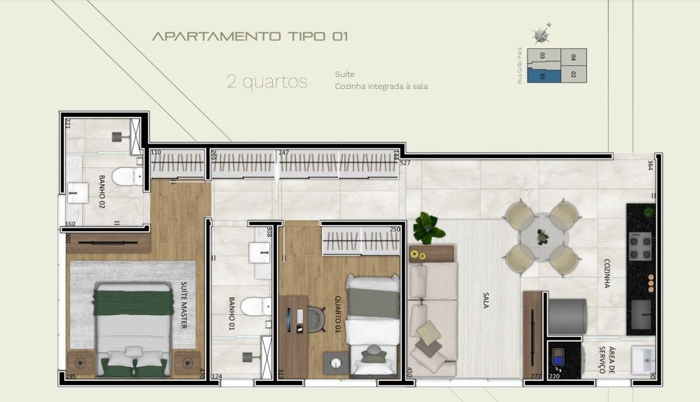 Cobertura, Funcionários, 2 Quartos, 2 Vagas, 1 Suíte