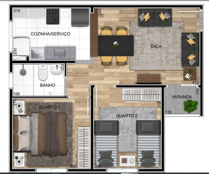 Apartamento, Caiapós, 2 Quartos, 1 Vaga