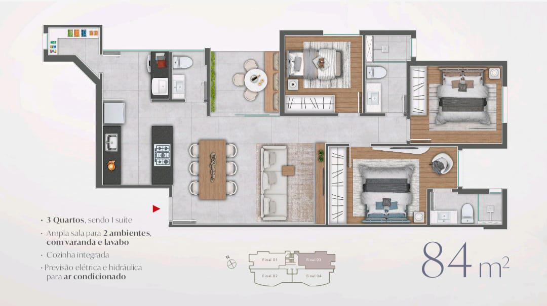Apartamento, Silveira, 3 Quartos, 2 Vagas, 1 Suíte