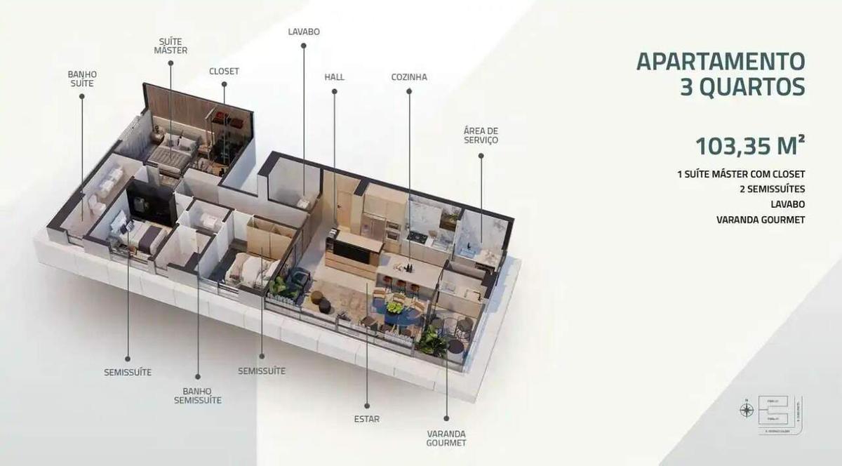 Apartamento, Santo Agostinho, 3 Quartos, 2 Vagas, 1 Suíte