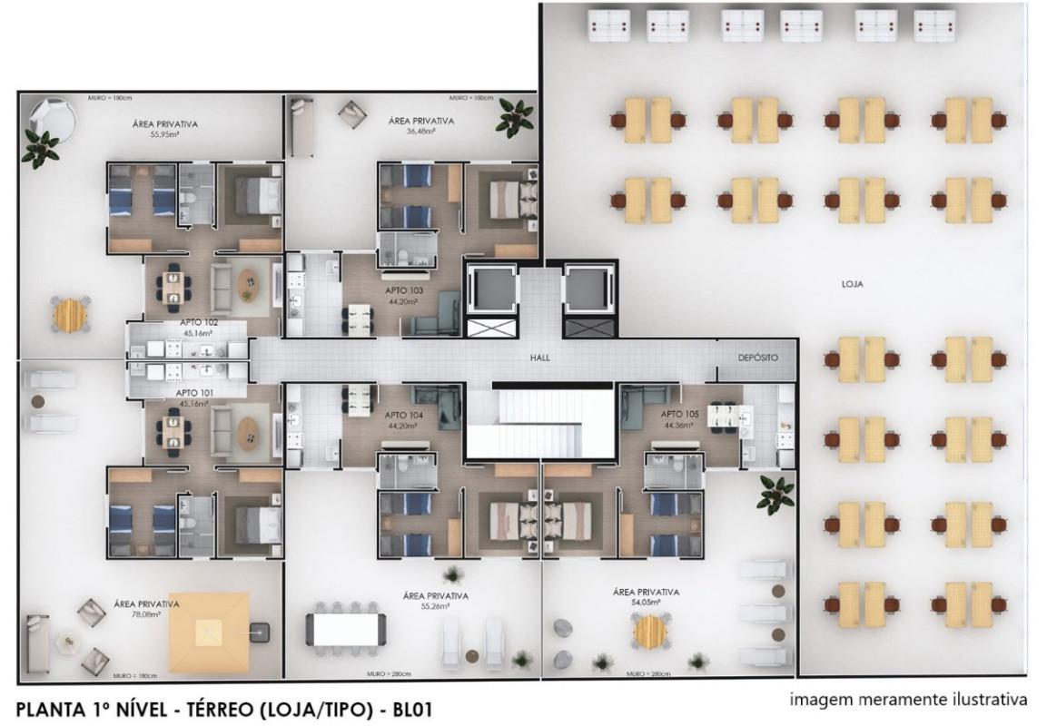 Apartamento, Canaã, 2 Quartos, 1 Vaga