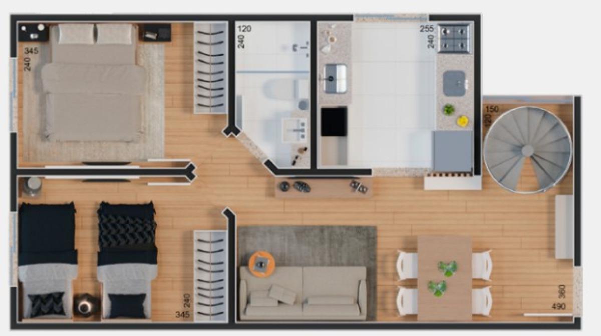 Cobertura, Bom Retiro, 2 Quartos, 1 Vaga