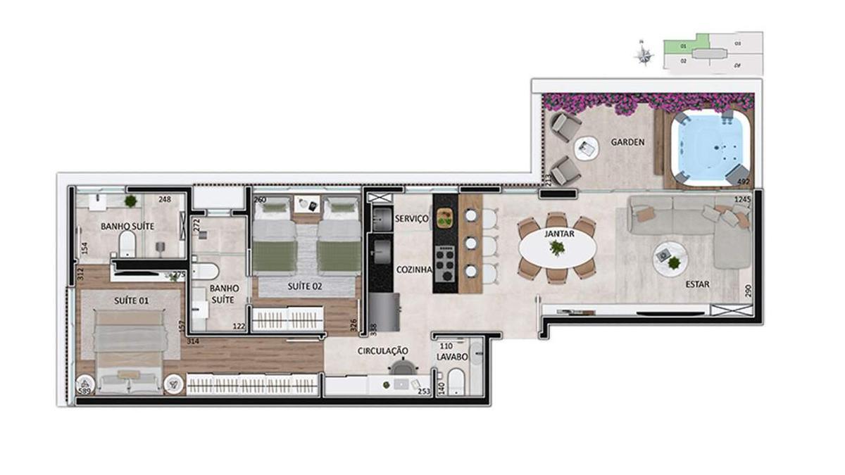 Apartamento, Lourdes, 3 Quartos, 2 Vagas, 1 Suíte