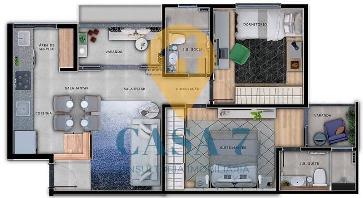 Apartamento, Santa Efigênia, 2 Quartos, 0 Vaga, 1 Suíte