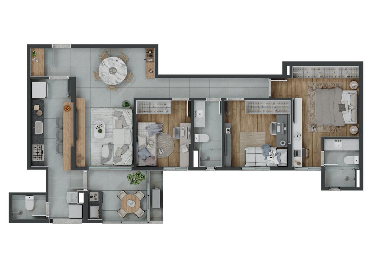 Apartamento, Serra do Curral Del Rey, 3 Quartos, 2 Vagas, 1 Suíte