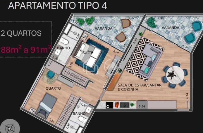 Apartamento, Vila da Serra, 1 Quarto, 1 Vaga