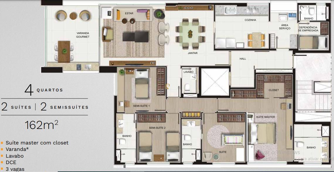 Apartamento, Cruzeiro, 4 Quartos, 4 Vagas, 2 Suítes