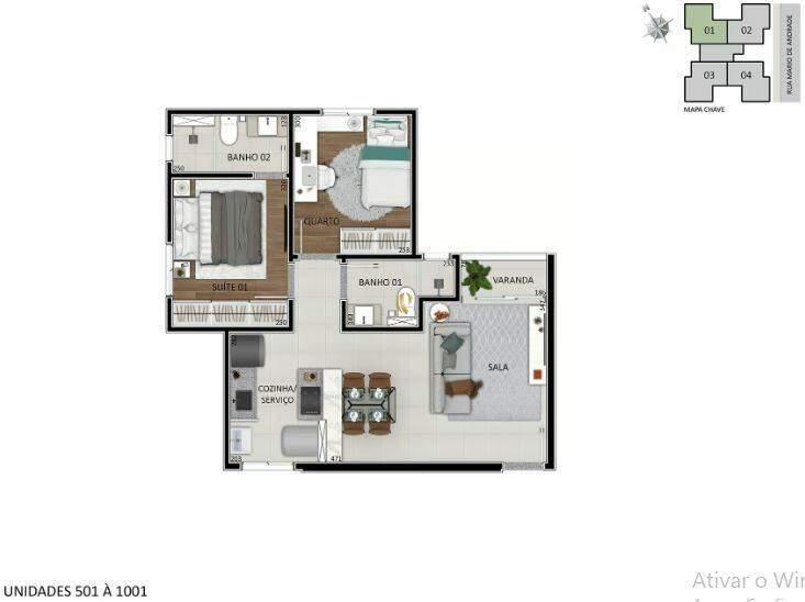 Apartamento, Santa Branca, 2 Quartos, 1 Vaga, 1 Suíte