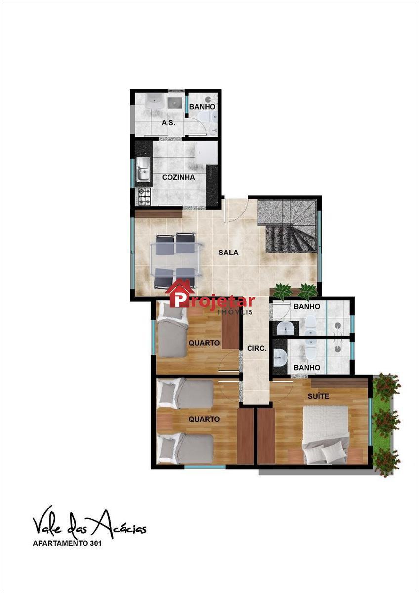 Apartamento, Santa Teresa, 3 Quartos, 2 Vagas, 1 Suíte