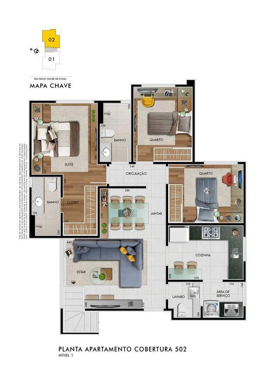 Cobertura, Castelo, 3 Quartos, 3 Vagas, 1 Suíte