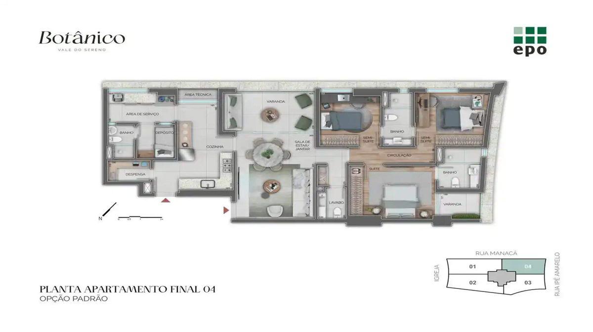 Apartamento, Vale do Sereno, 4 Quartos, 3 Vagas, 2 Suítes