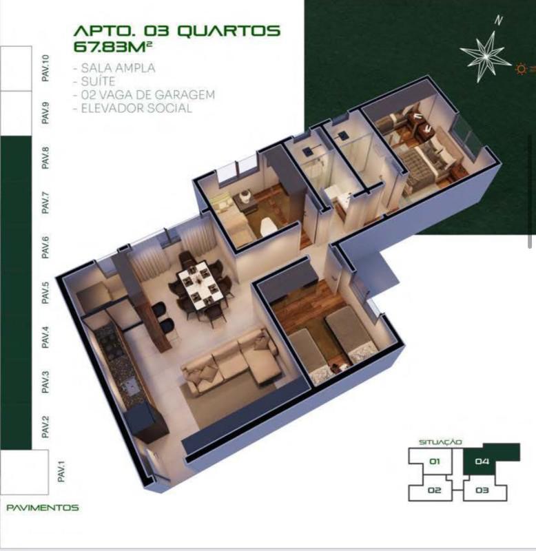 Apartamento, Miramar (barreiro), 3 Quartos, 2 Vagas, 1 Suíte