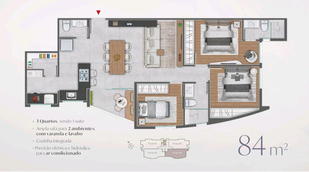 Apartamento, Silveira, 3 Quartos, 2 Vagas, 1 Suíte