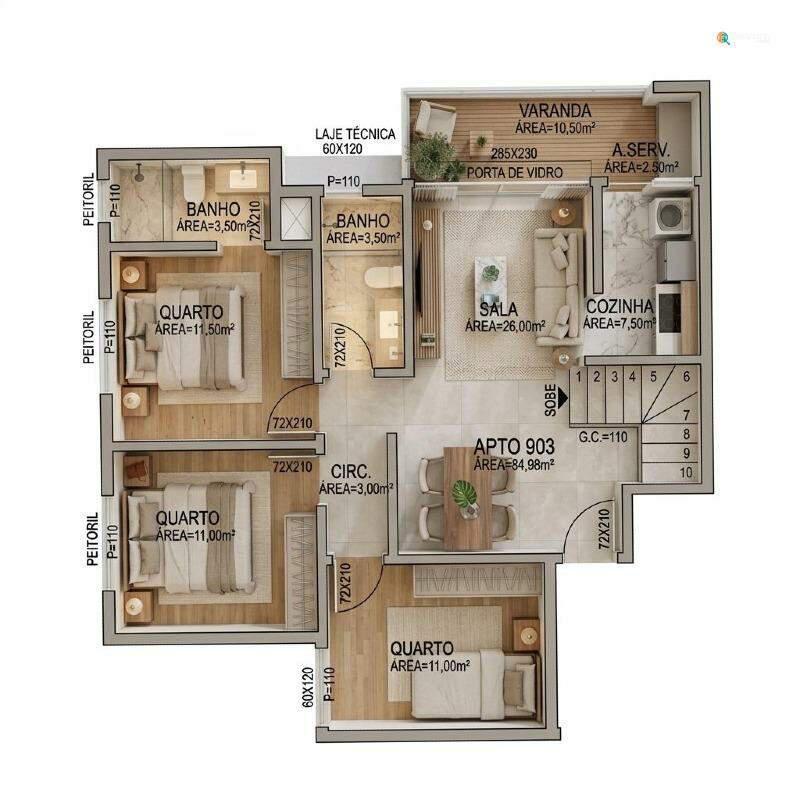 Apartamento, Boa Esperança, 3 Quartos, 2 Vagas, 1 Suíte