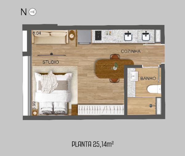 Apartamento, Lourdes, 1 Quarto, 0 Vaga