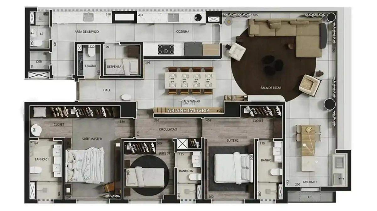 Apartamento, Funcionários, 4 Quartos, 3 Vagas, 2 Suítes