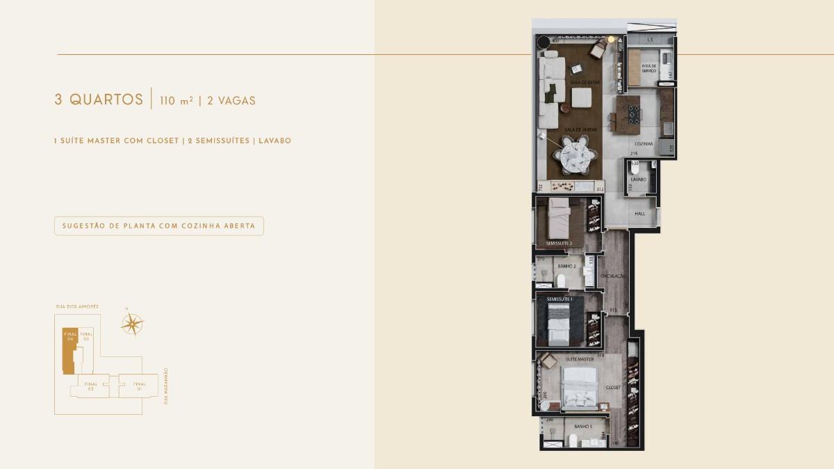 Apartamento, Funcionários, 4 Quartos, 3 Vagas, 2 Suítes