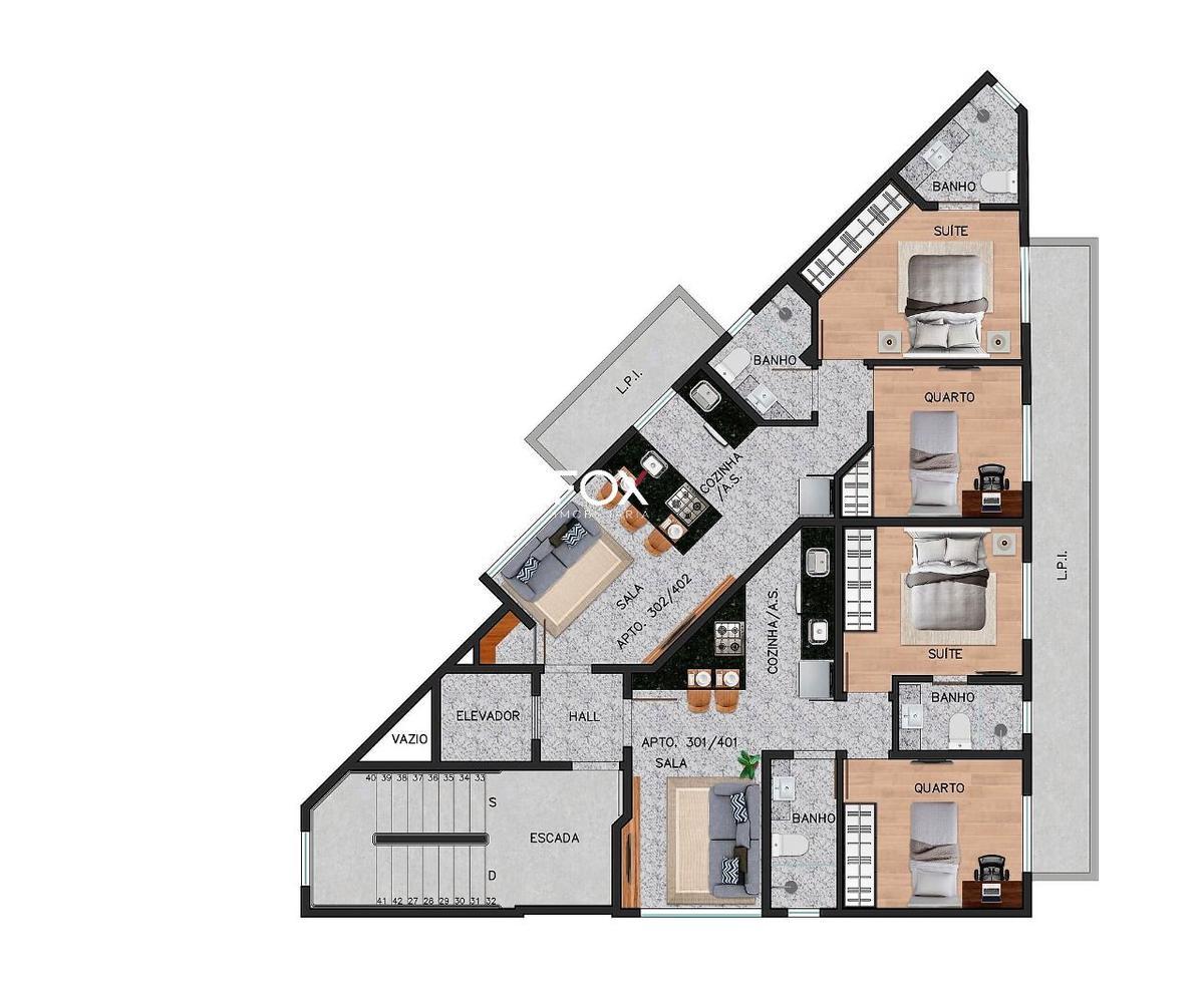 Apartamento, Funcionários, 2 Quartos, 1 Vaga, 1 Suíte