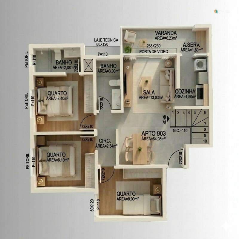 Apartamento, Boa Esperança, 3 Quartos, 2 Vagas, 1 Suíte