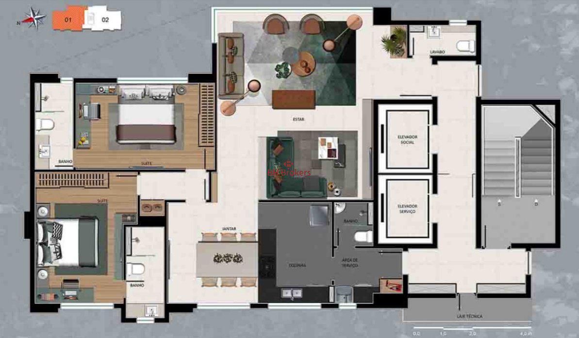 Apartamento, Funcionários, 3 Quartos, 3 Vagas, 2 Suítes