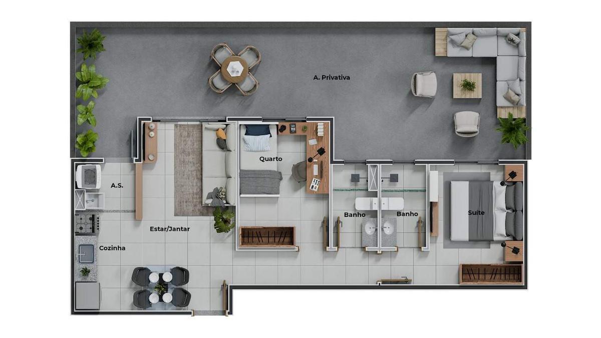 Apartamento, Arvoredo, 2 Quartos, 1 Vaga, 1 Suíte