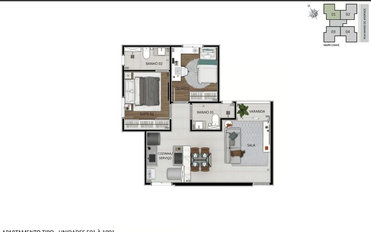 Apartamento, Santa Branca, 2 Quartos, 1 Vaga, 1 Suíte