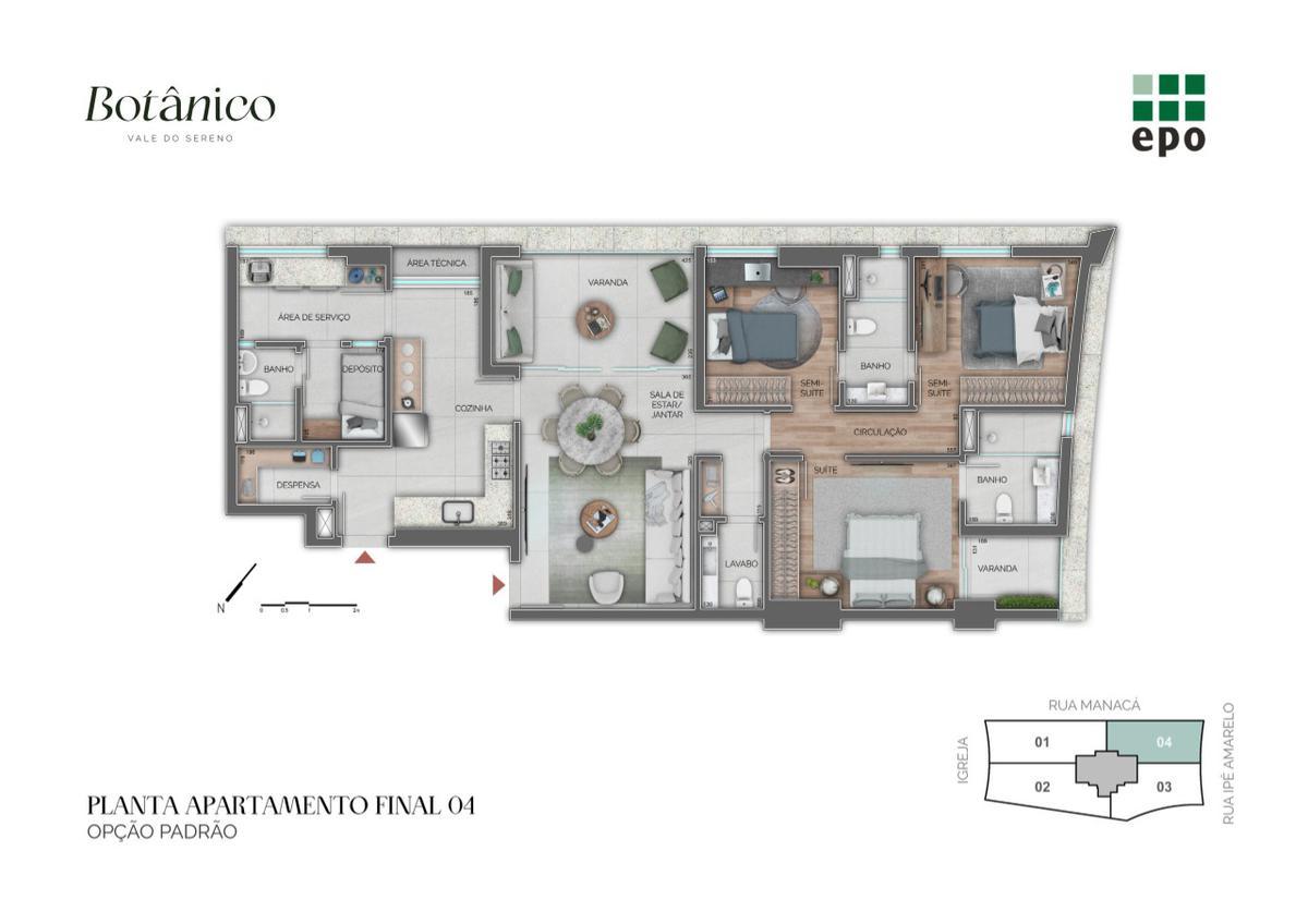 Apartamento, Vale do Sereno, 4 Quartos, 3 Vagas