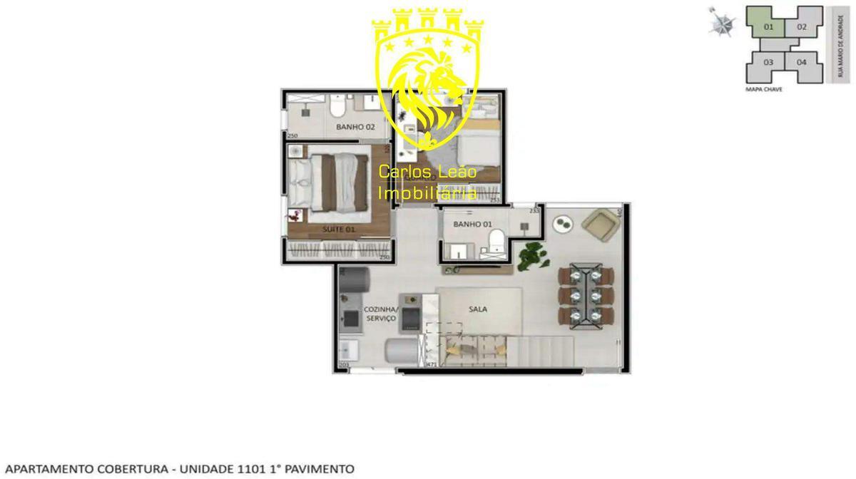 Apartamento, Santa Branca, 2 Quartos, 1 Vaga, 1 Suíte