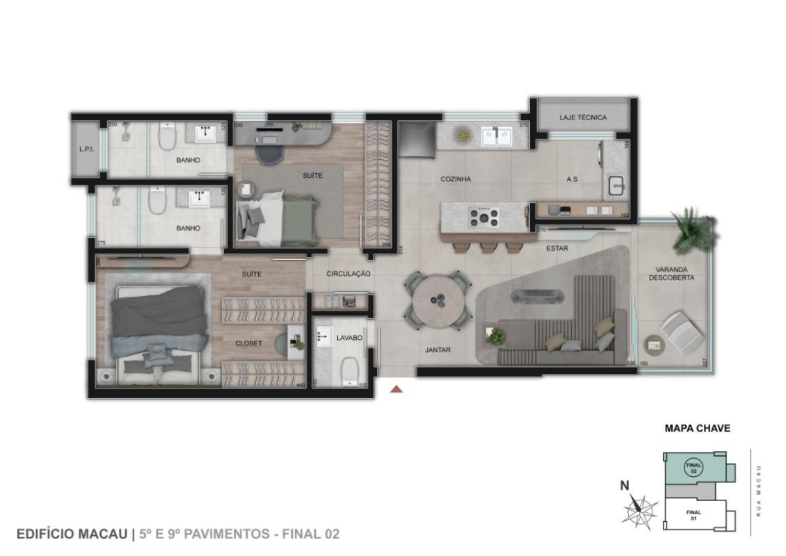 Apartamento, Coração de Jesus, 2 Quartos, 2 Vagas, 2 Suítes