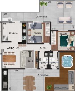 Apartamento, Araguaia, 2 Quartos, 2 Vagas, 1 Suíte