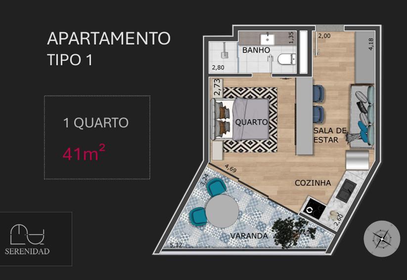 Apartamento, Vale do Sereno, 1 Quarto, 1 Vaga, 1 Suíte