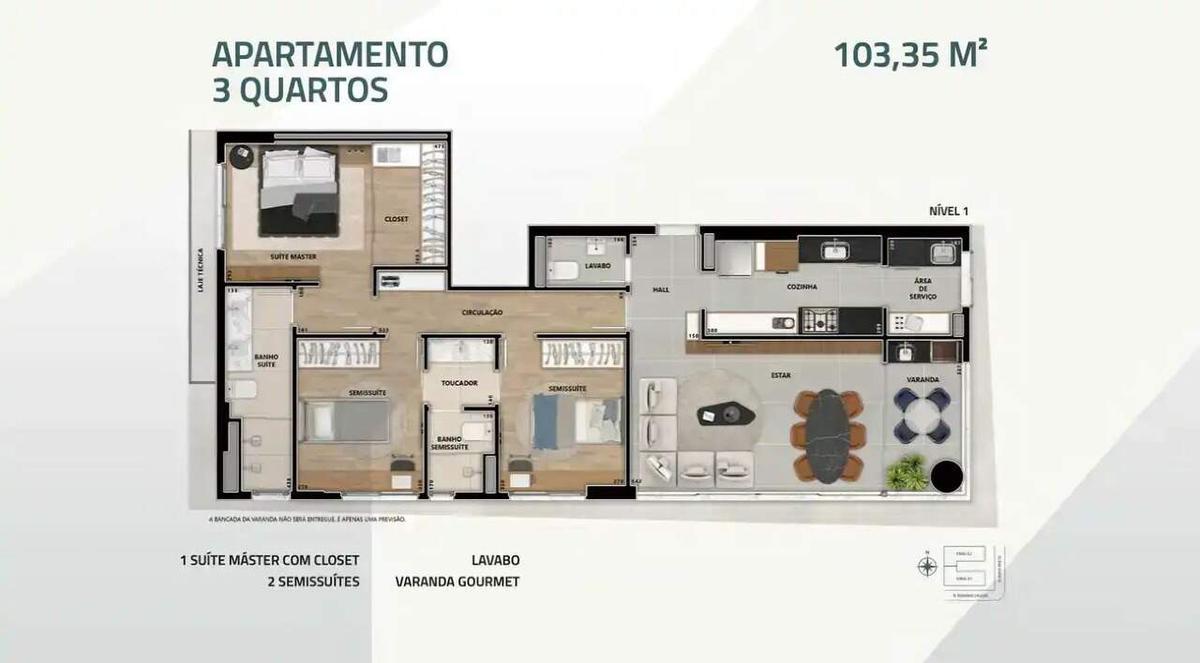 Apartamento, Santo Agostinho, 3 Quartos, 2 Vagas, 1 Suíte