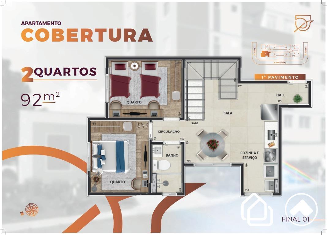 Cobertura, Guarani, 2 Quartos, 1 Vaga