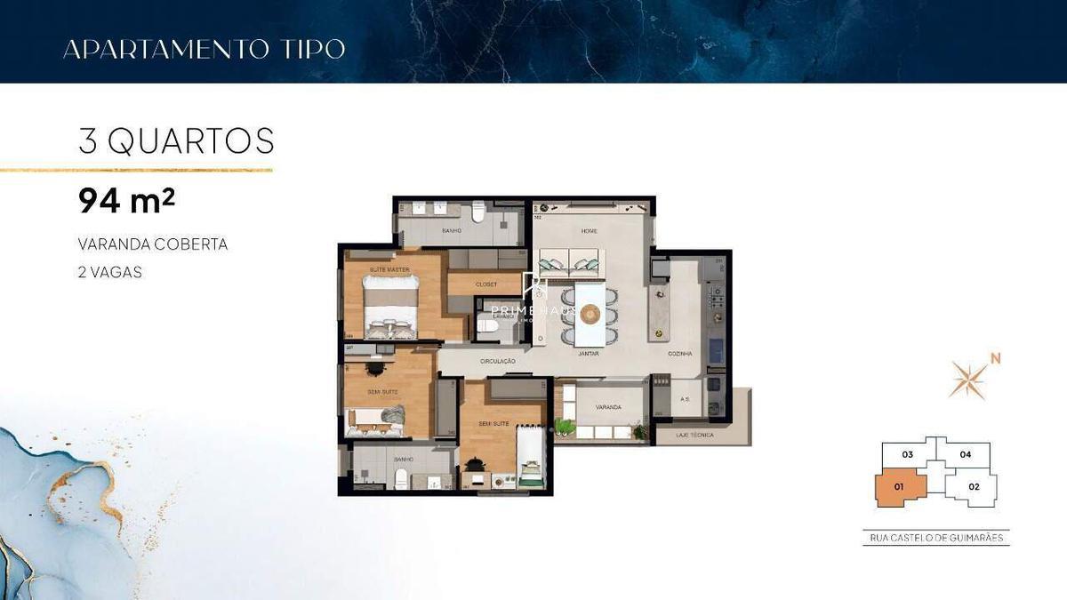 Apartamento, Castelo, 3 Quartos, 2 Vagas, 3 Suítes