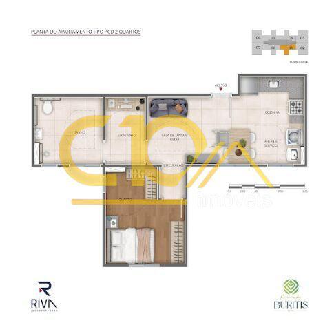 Apartamento, Palmeiras, 1 Quarto, 0 Vaga