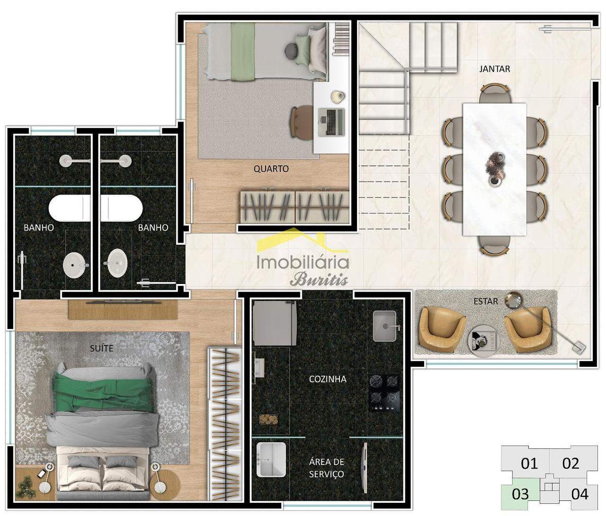 Cobertura, Santo Antônio, 2 Quartos, 2 Vagas, 1 Suíte