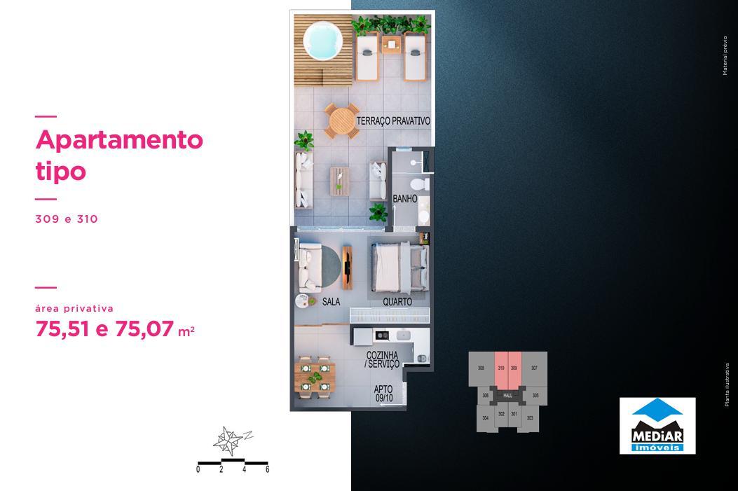 Apartamento, Santa Efigênia, 1 Quarto, 0 Vaga, 1 Suíte