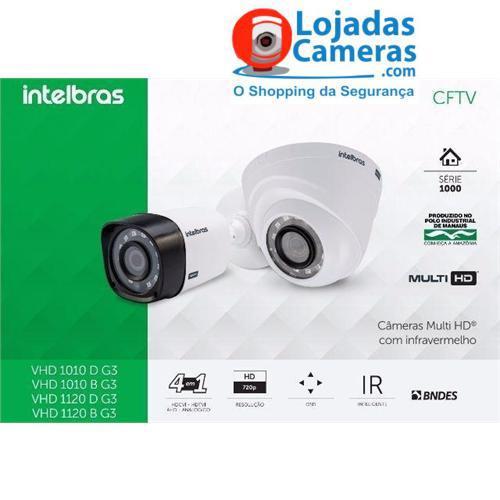 Kit Cftv Completo 04 Câmeras de Segurança Intelbras Dvr 4 Canais + 4 Câmeras Hd 720p + Acessórios