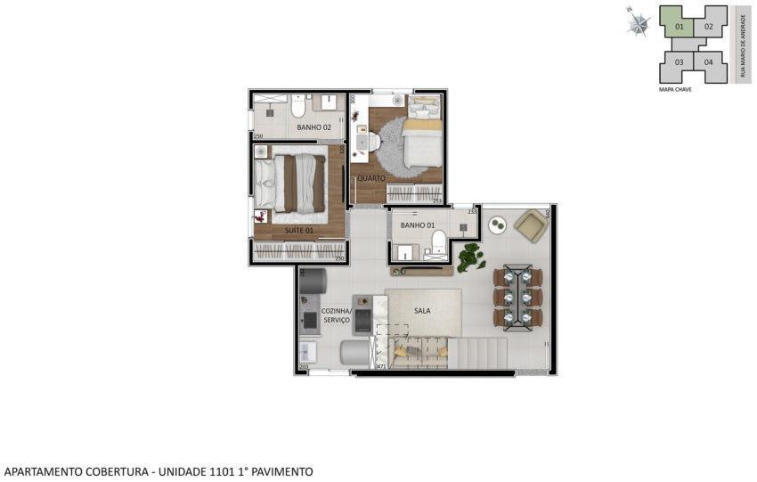 Apartamento, Santa Branca, 2 Quartos, 1 Vaga