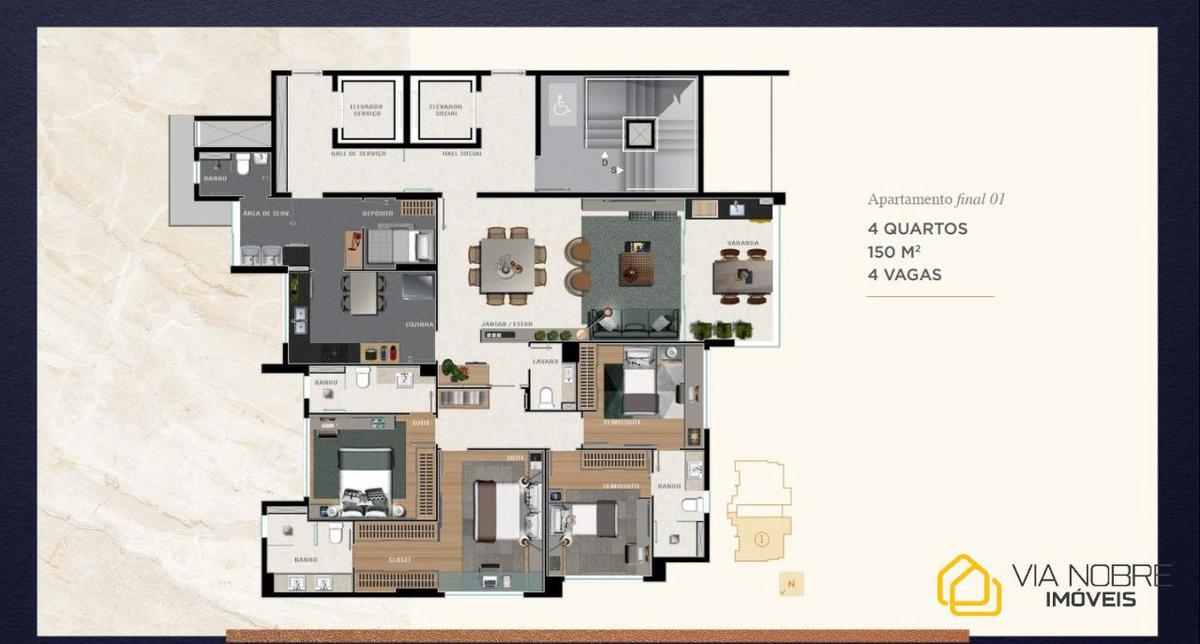 Apartamento, Serra, 4 Quartos, 4 Vagas, 3 Suítes