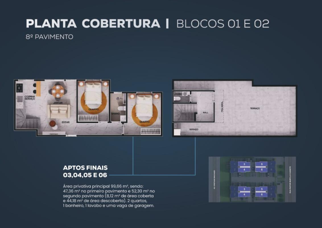 Cobertura, São Bernardo, 2 Quartos, 1 Vaga