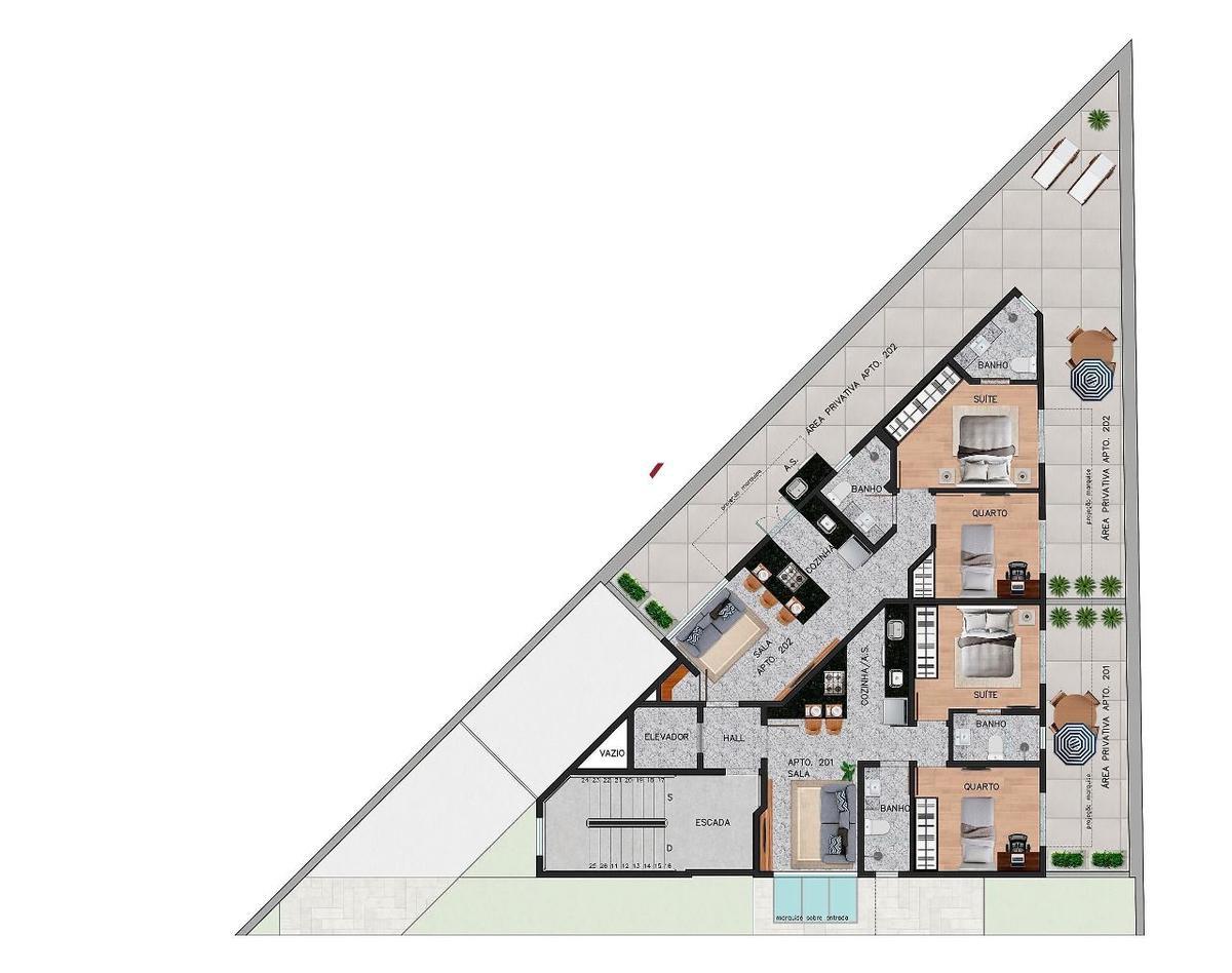 Apartamento, Funcionários, 2 Quartos, 1 Vaga, 1 Suíte