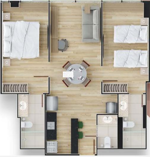 Apartamento, Estoril, 2 Quartos, 0 Vaga, 2 Suítes