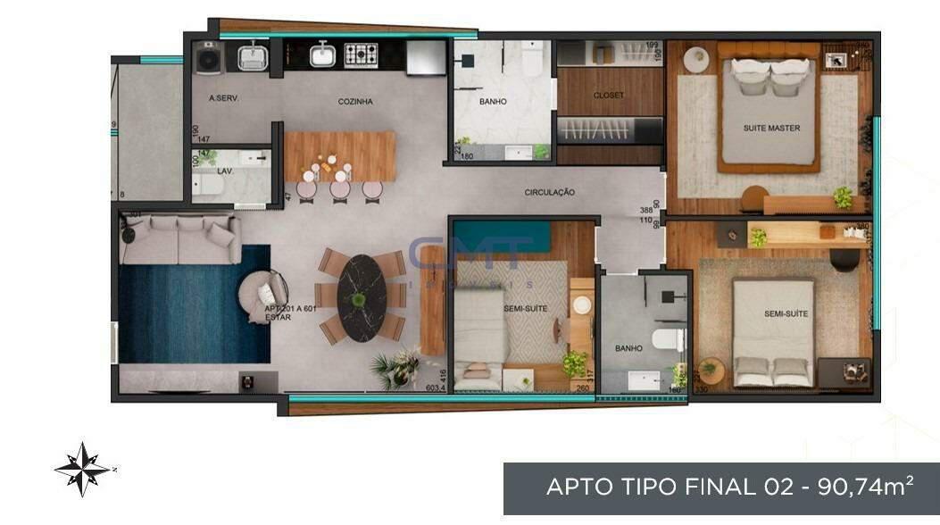 Apartamento, Serra, 3 Quartos, 2 Vagas, 1 Suíte