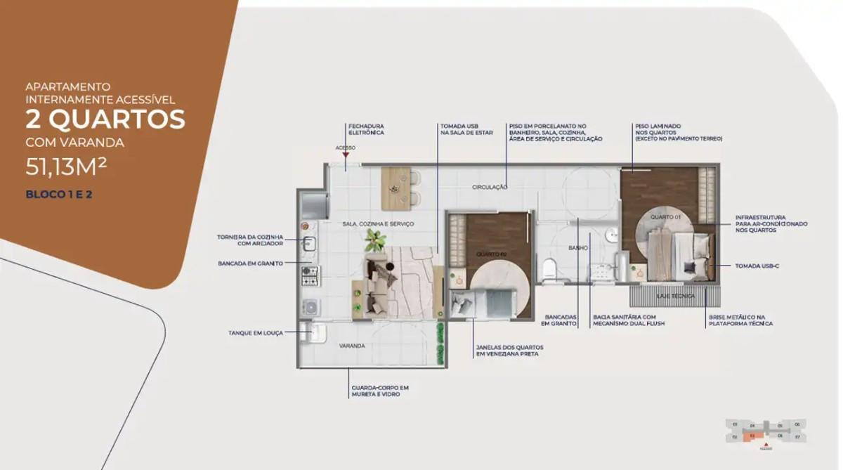 Apartamento, Paquetá, 3 Quartos, 1 Vaga